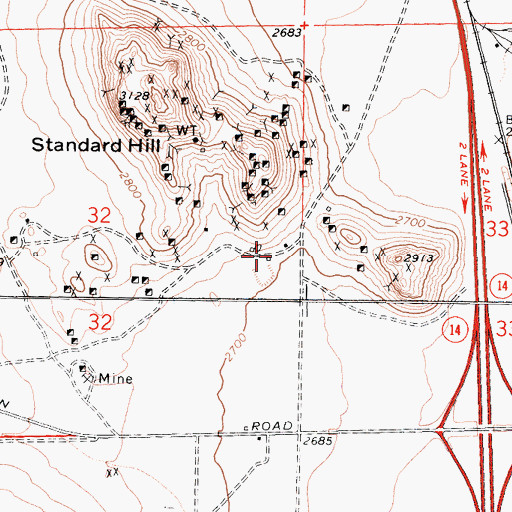 Topographic Map of Gold Town (historical), CA