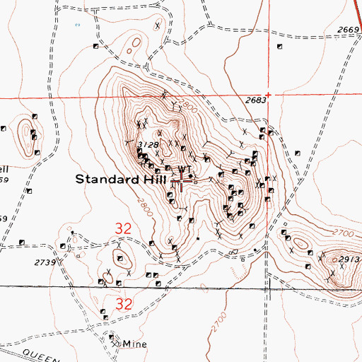 Topographic Map of Treasure Mine, CA