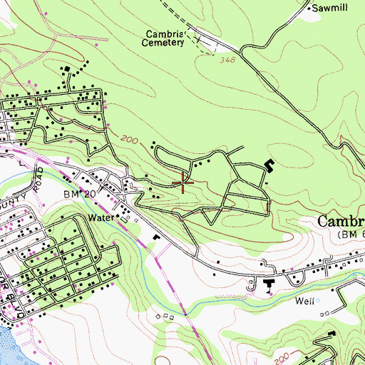 Topographic Map of Cambria Pines, CA