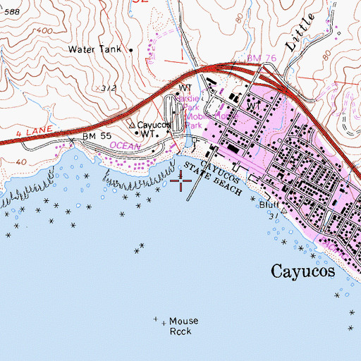 Topographic Map of Cayucos Pier, CA
