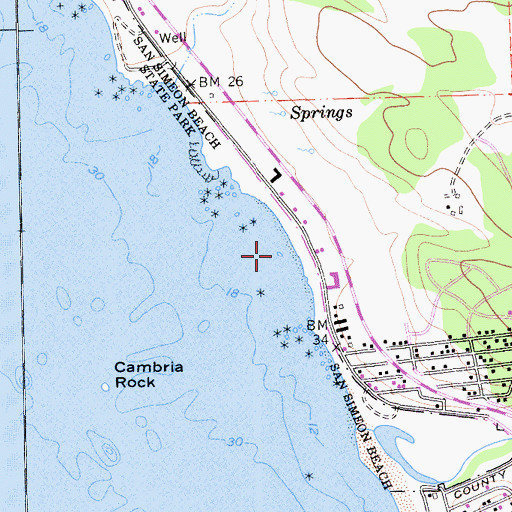 Topographic Map of Leffingwell Cove, CA
