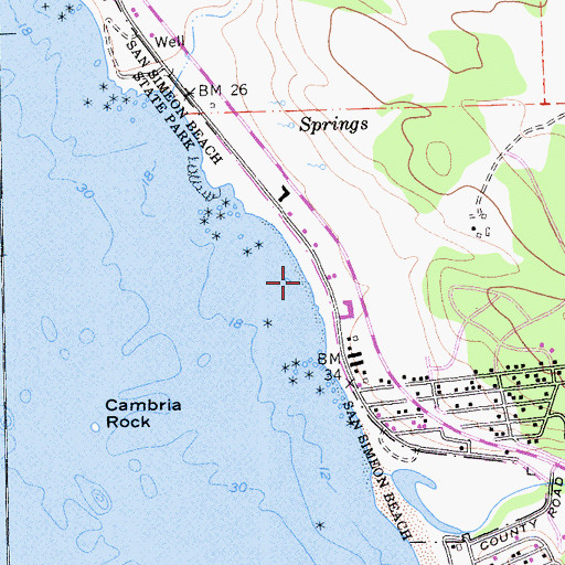 Topographic Map of Moonstone Beach, CA