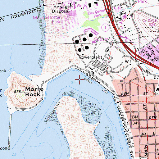 Topographic Map of North T Pier, CA