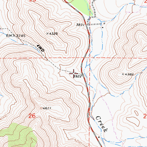 Topographic Map of Canebrake (historical), CA