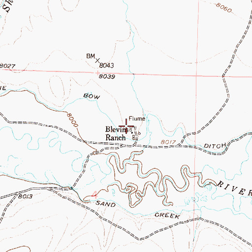 Topographic Map of Blevins Ranch, CO