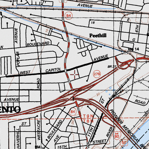 Topographic Map of Arthur F Turner Branch Yolo County Library, CA