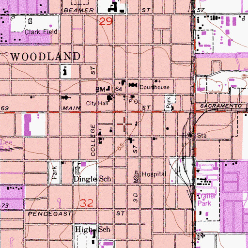 Topographic Map of Calvary Baptist Church, CA