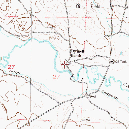 Topographic Map of Dwinell Ranch, CO