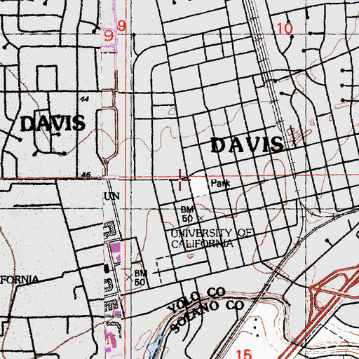 Topographic Map of Central Park, CA