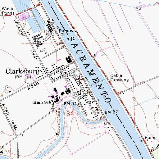 Topographic Map of Clarksburg Marina, CA