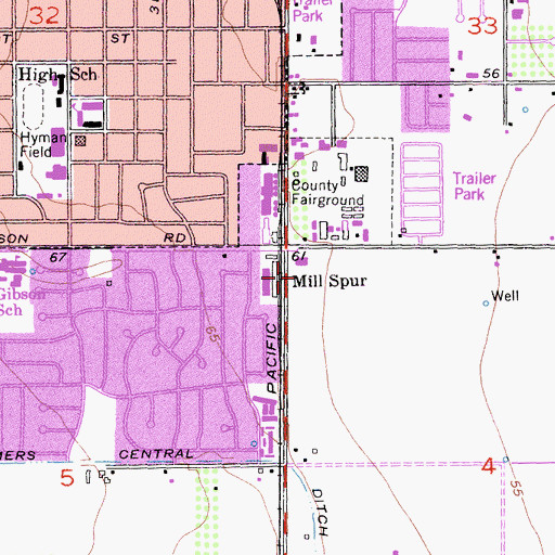 Topographic Map of County Fair Mall Shopping Center, CA