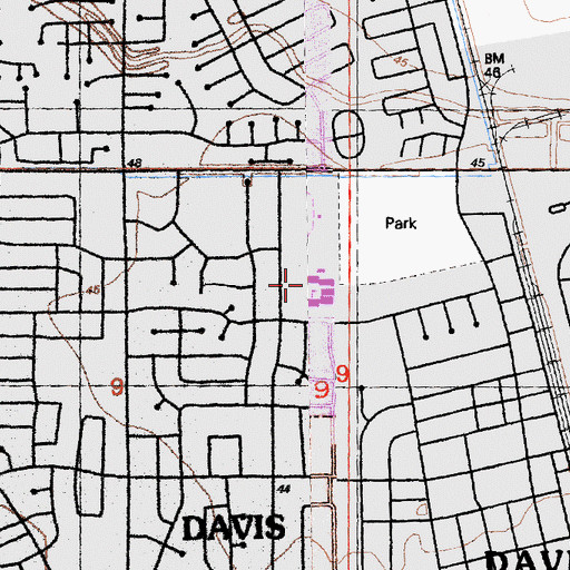 Topographic Map of Davis Senior High School, CA