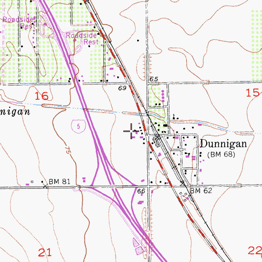 Topographic Map of Dunnigan Post Office, CA