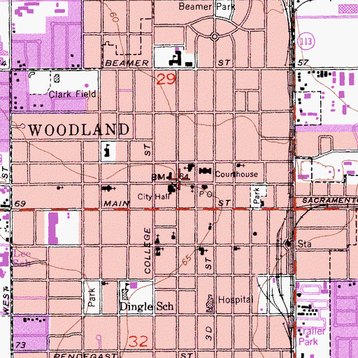 Topographic Map of Erwin Meier County Adminstrative Center, CA