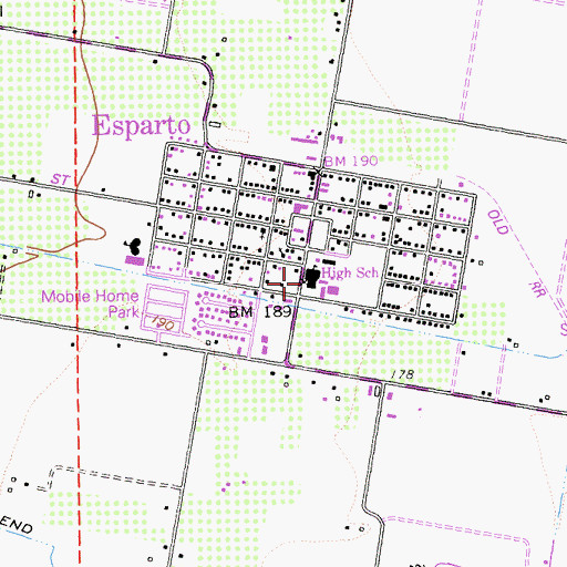Topographic Map of Esparto Branch Yolo County Library, CA