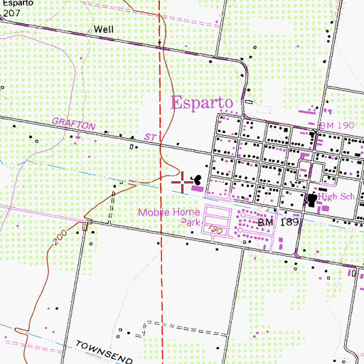 Topographic Map of Esparto Elementary School, CA