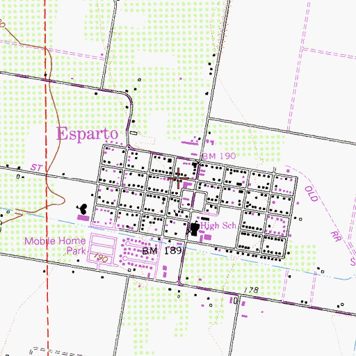 Topographic Map of Esparto Post Office, CA