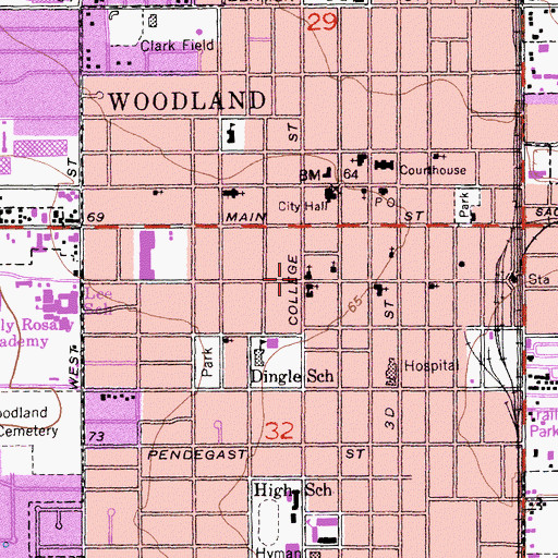 Topographic Map of First Baptist Church, CA