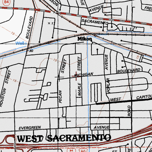 Topographic Map of First Southern Baptist Church of West Sacramento, CA