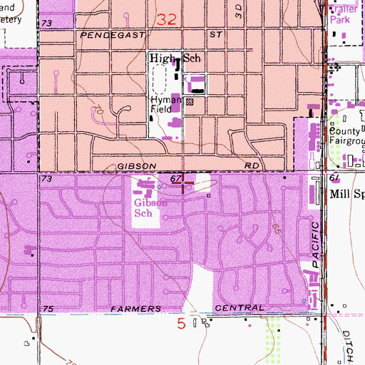 Topographic Map of Gibson House Museum, CA