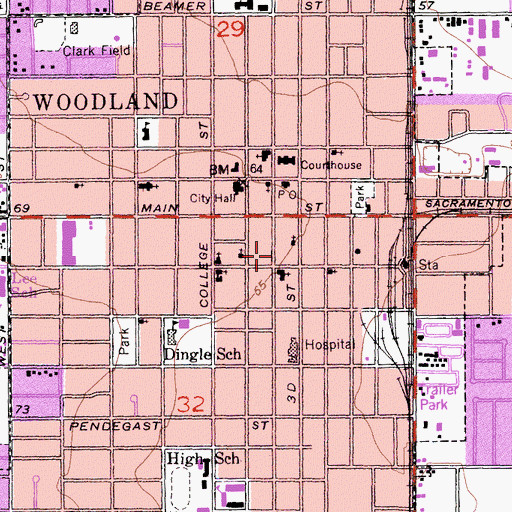 Topographic Map of Greater Second Baptist Church, CA