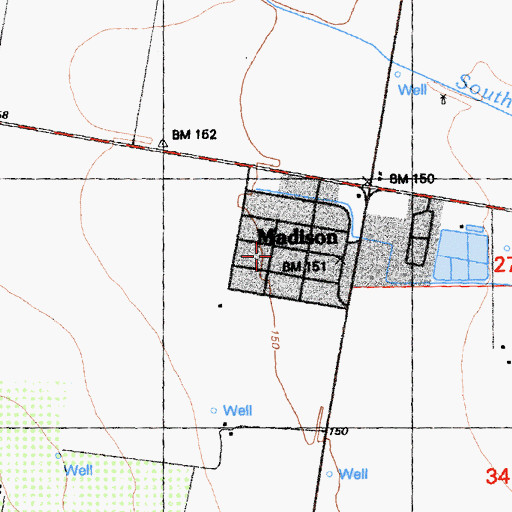 Topographic Map of Madison Community High School, CA
