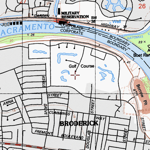 Topographic Map of Riverbend Golf Course, CA