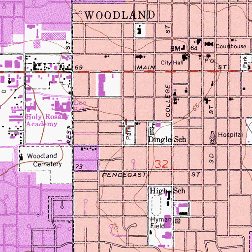 Topographic Map of Saint Paulus Evangelical Lutheran Church, CA