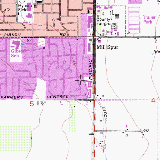 Topographic Map of Tredway Park, CA