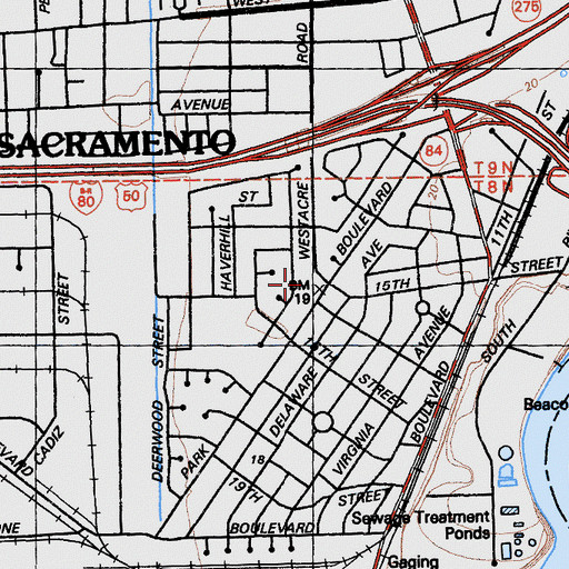 Topographic Map of Trinity Presbyterian Church of West Sacramento, CA