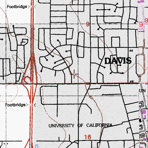 Topographic Map of University Mall Shopping Center, CA