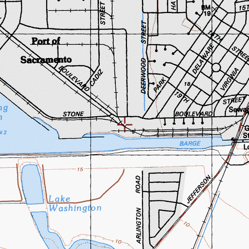 Topographic Map of West Sacramento City Hall, CA