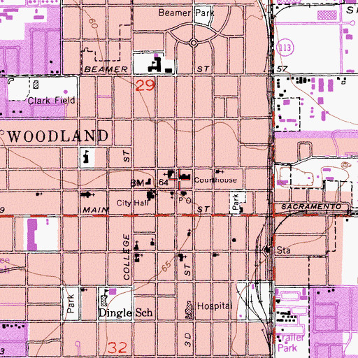 Topographic Map of Yolo County Jail, CA