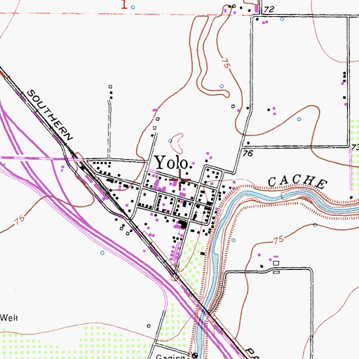 Topographic Map of Yolo Post Office, CA