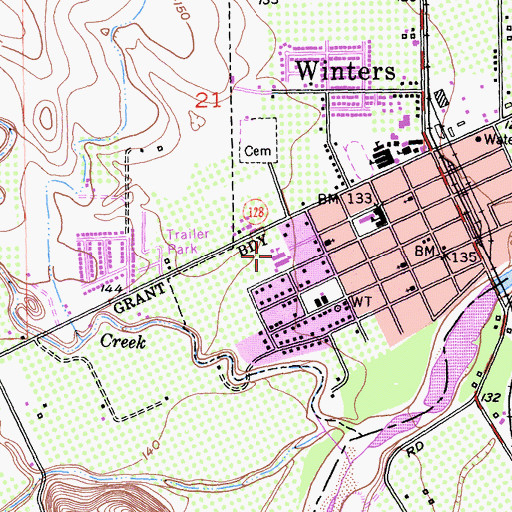 Topographic Map of Waggoner Elementary School, CA