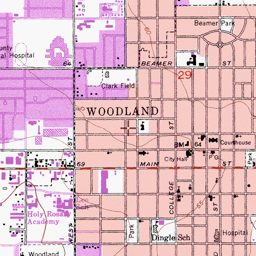 Topographic Map of Walnut Street Public School (historical), CA