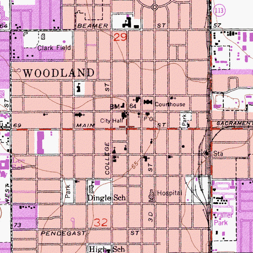 Topographic Map of Woodland Opera House, CA