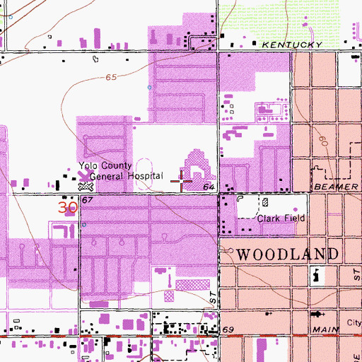 Topographic Map of Woodland High School, CA