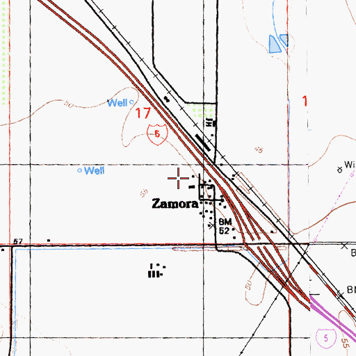 Topographic Map of Zamora Post Office, CA
