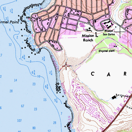 Topographic Map of Carmel River Bird Sanctuary, CA
