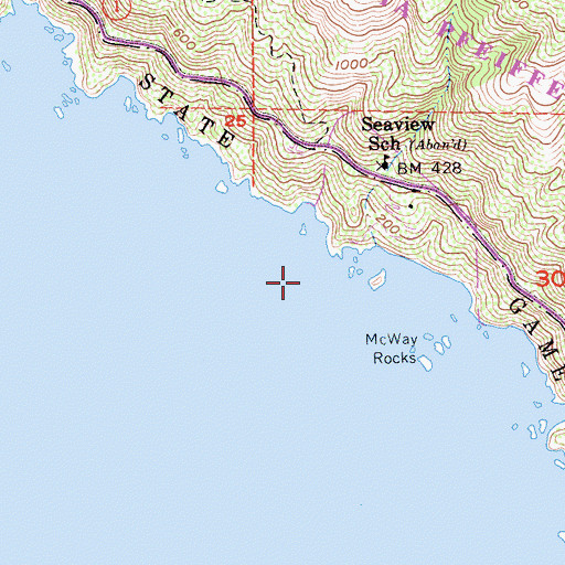 Topographic Map of Julia Pfeiffer Burns Underwater Area, CA