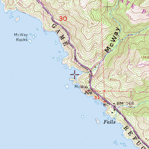 Topographic Map of McWay Creek, CA