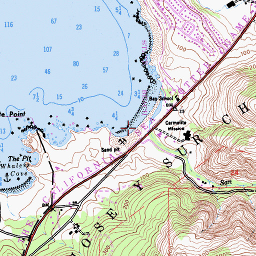 Topographic Map of Monastery Beach, CA
