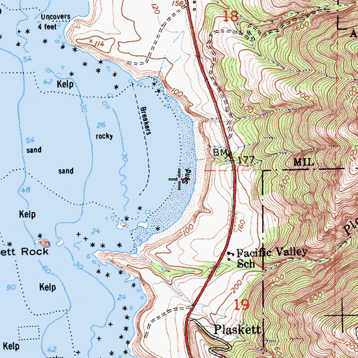 Topographic Map of Sand Dollar Beach, CA