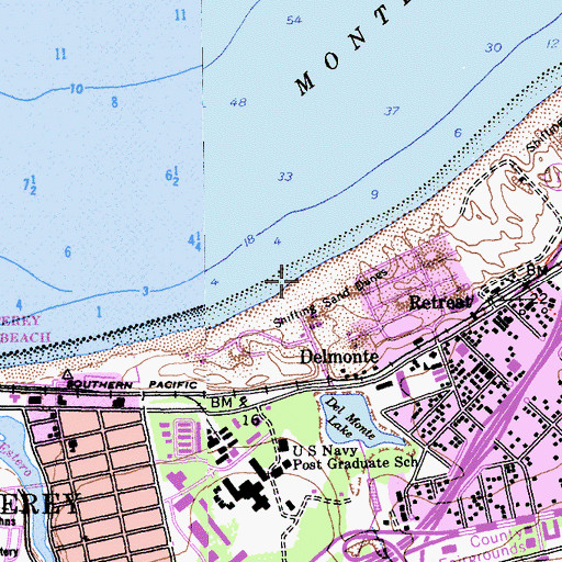 Topographic Map of Del Monte Beach, CA