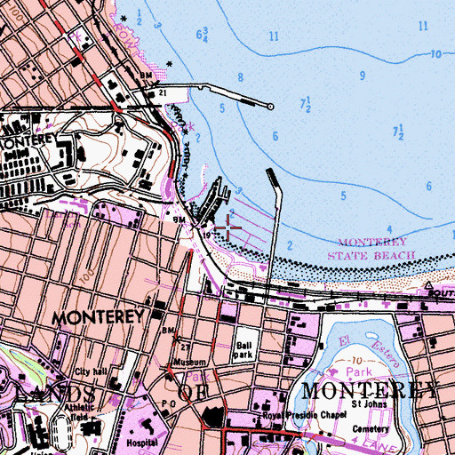 Topographic Map of Monterey Marina, CA