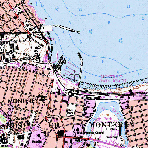 Topographic Map of Municipal Wharf Number 2, CA