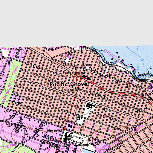 Topographic Map of Pacific Grove Art Center, CA