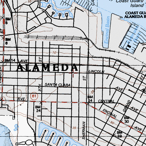 Topographic Map of Bay Street Station (historical), CA