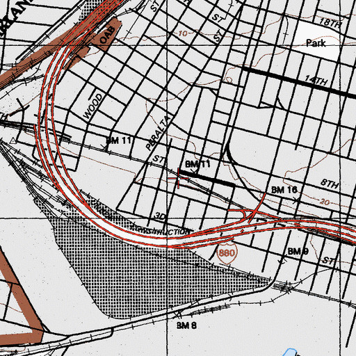 Topographic Map of Center Street Station (historical), CA